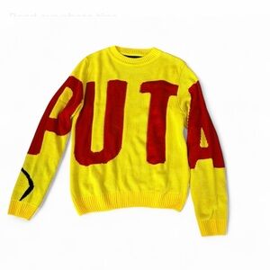 PPAAYYSS PUTA Graphic Sweater Yellow Mens M Pay’s Mexico Streetwear Art RARE